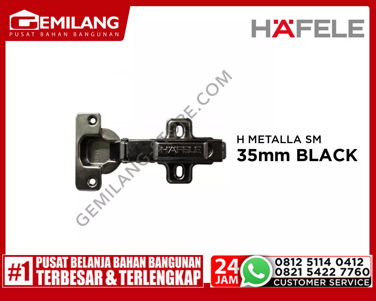 HAFELE HINGE METALLA SM 110 CUP 35mm BLACK (30600008)