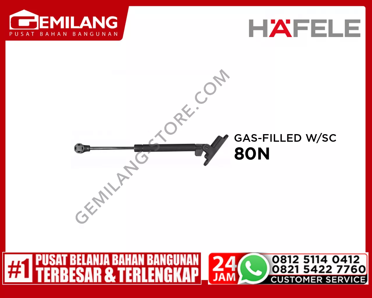 HAFELE GAS-FILLED LID STAY WITH SOFT CLOSE MECHANISM ANTHRACITE 80N (37382372)
