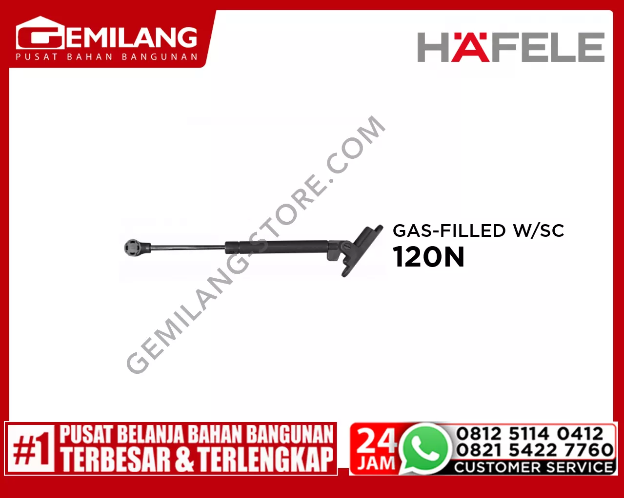 HAFELE GAS-FILLED LID STAY WITH SOFT CLOSE MECHANISM ANTHRACITE 120N (37382374)