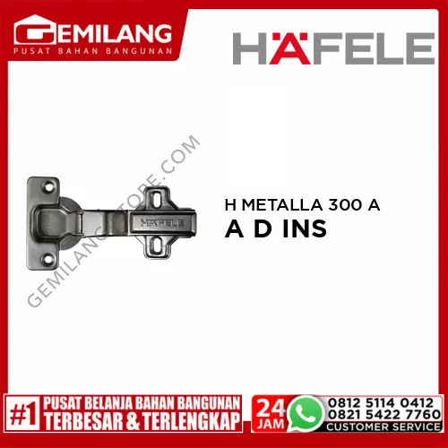 HAFELE HINGE METALLA 300 A D INS 110 48/6S + C.MOUNT PL MET A ST.S 0mm (31530708,31598590,31559000)
