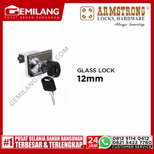 ARMSTRONG GLASS LOCK PRESS C417T-12 DOUBLE RECTANGLE 12mm CH ZINC ALLOY