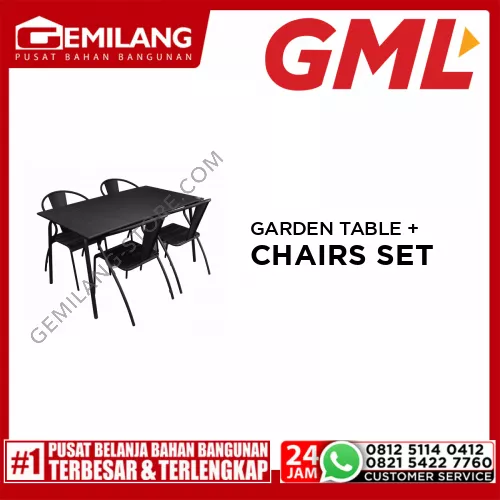 GML GARDEN TABLE BLACK 001 + CHAIRS BLACK 002/SET (1+4)