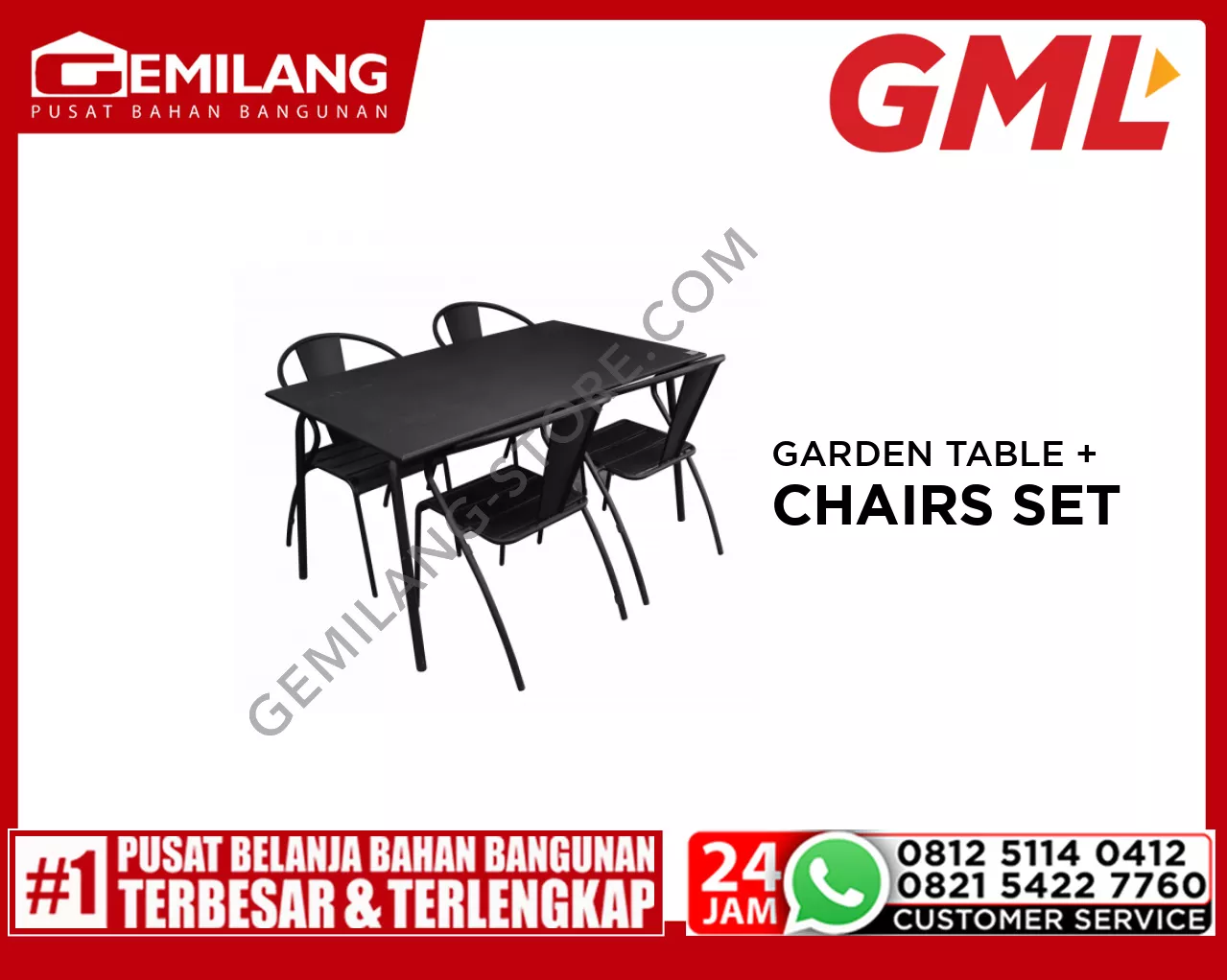 GML GARDEN TABLE BLACK 001 + CHAIRS BLACK 002/SET (1+4)