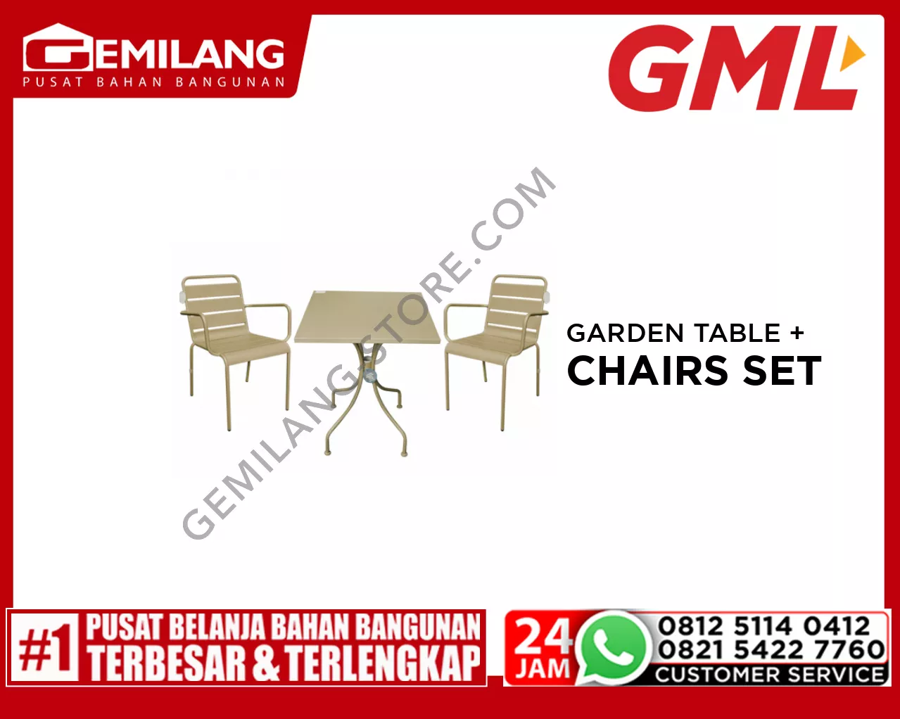 GML GARDEN TABLE TAUPE 009 + CHAIR GRAY 010/SET (1+2)
