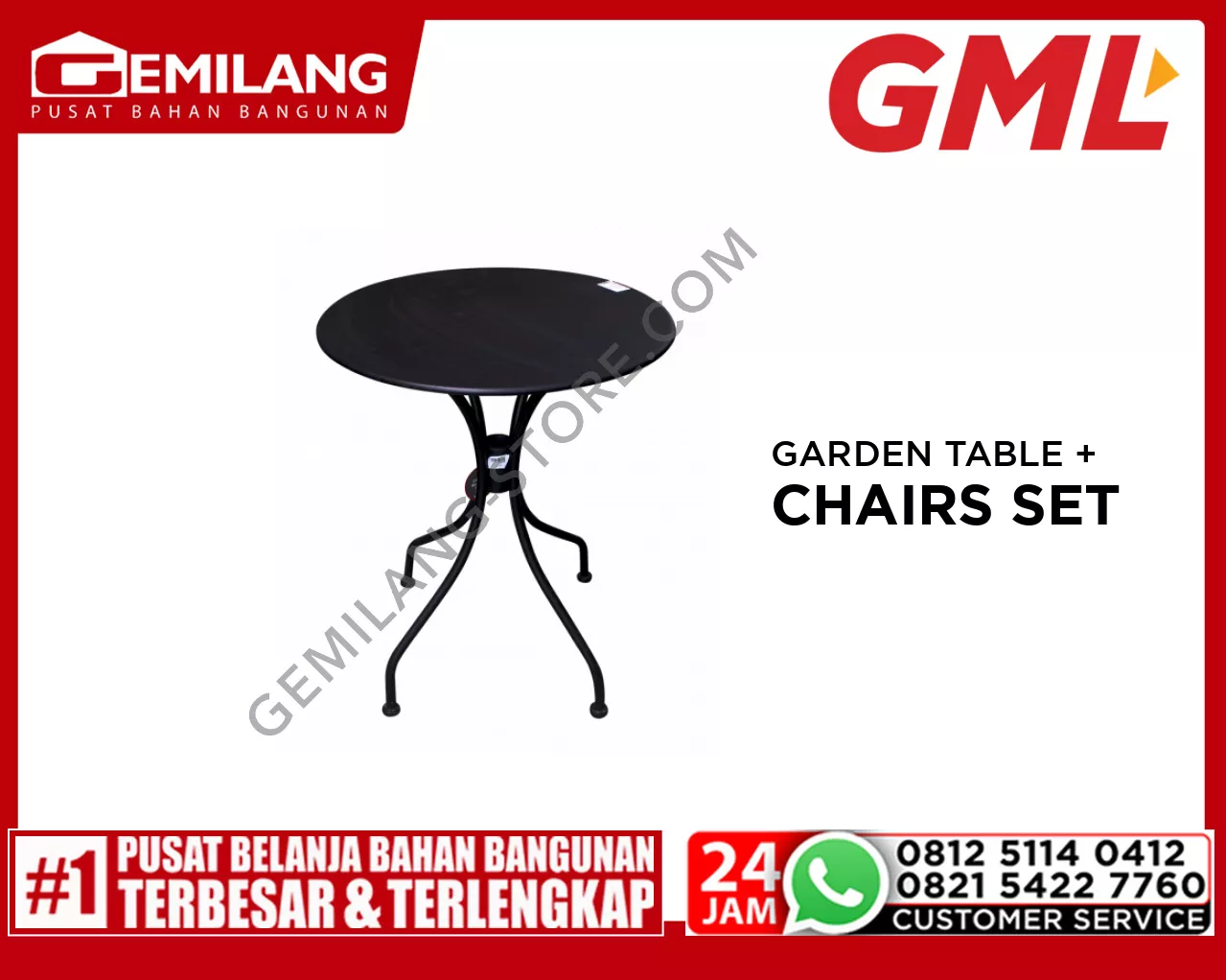 GML GARDEN TABLE 011 + CHAIR BLACK 012/SET (1+2)