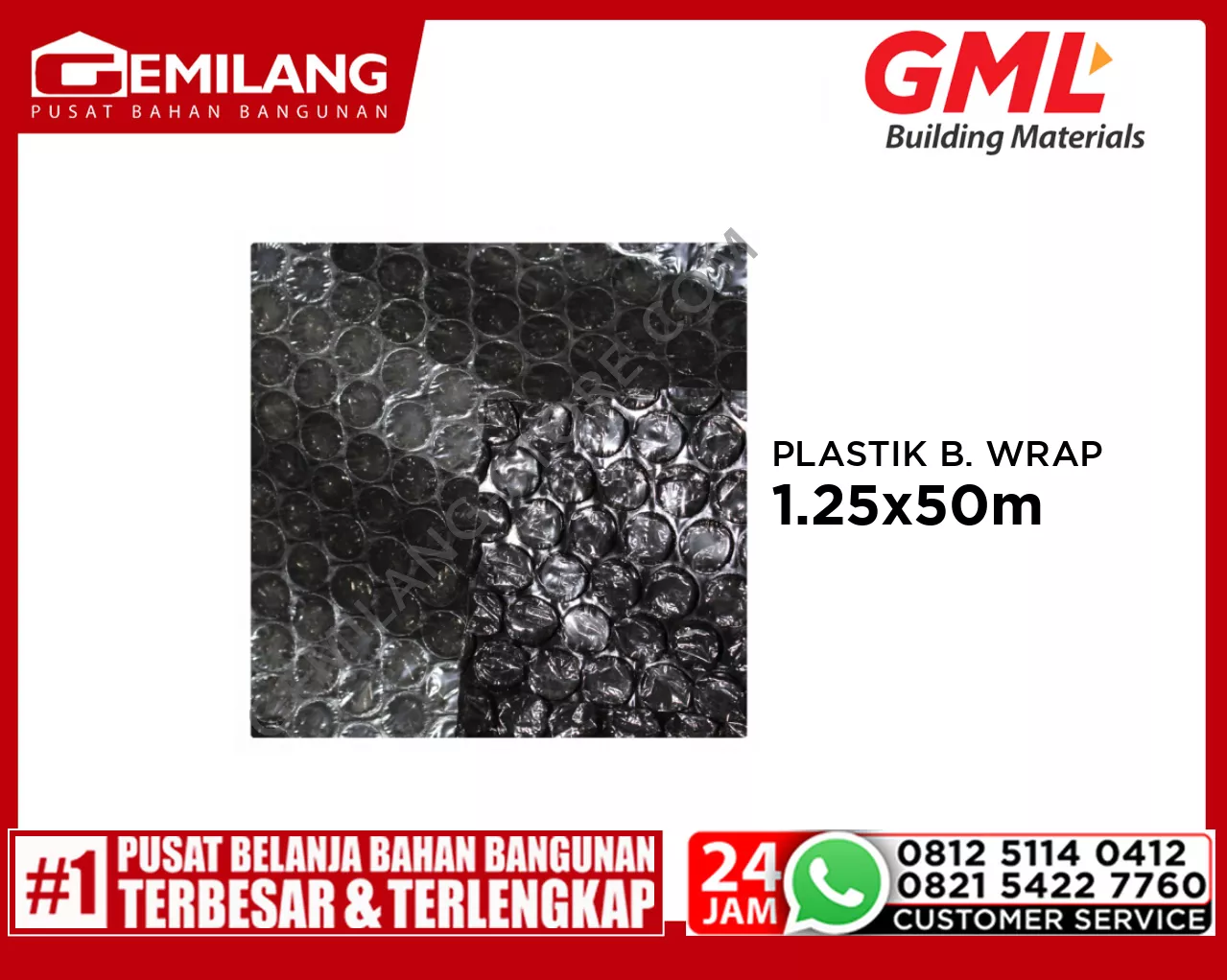 GML PLASTIK BUBBLE WRAP HITAM  1.25x50m/mtr
