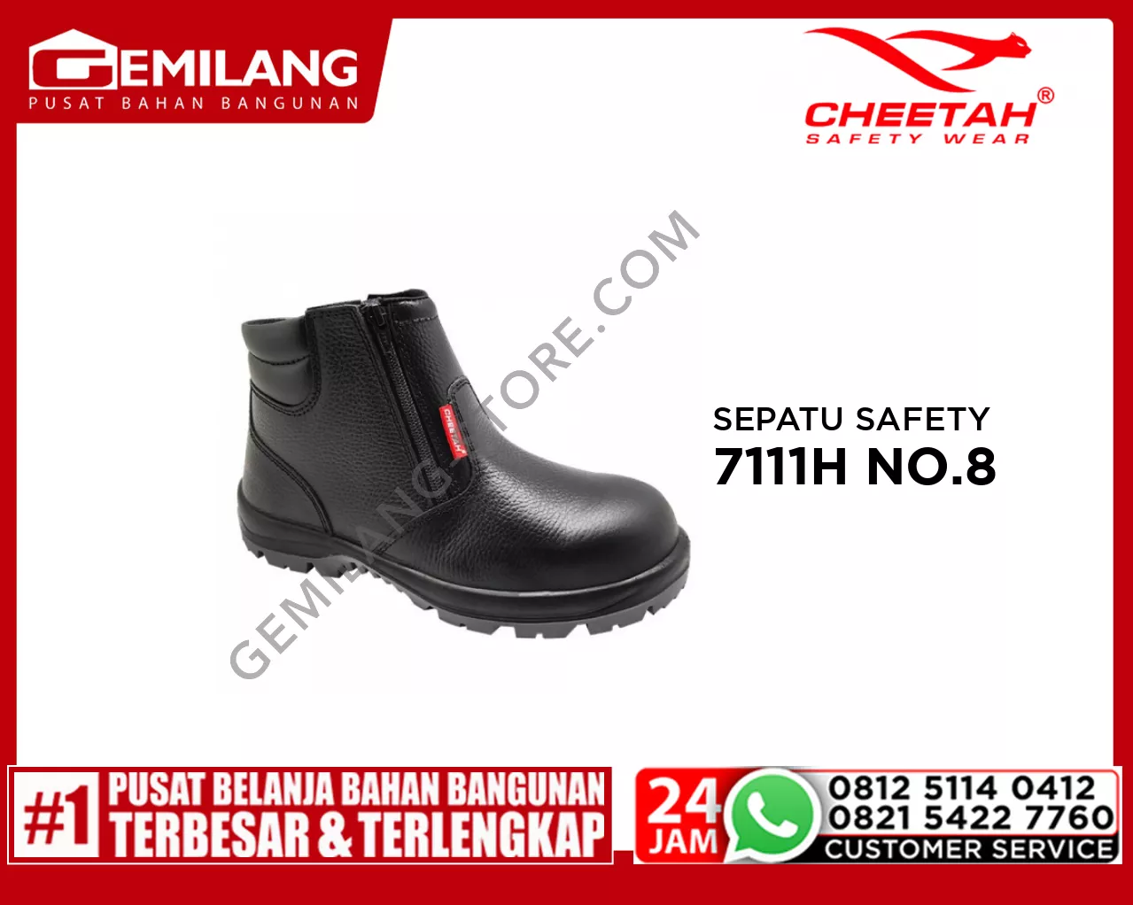 CHEETAH SEPATU SAFETY 7111H ANKLE BOOTS W/ZIPPERS NO.8