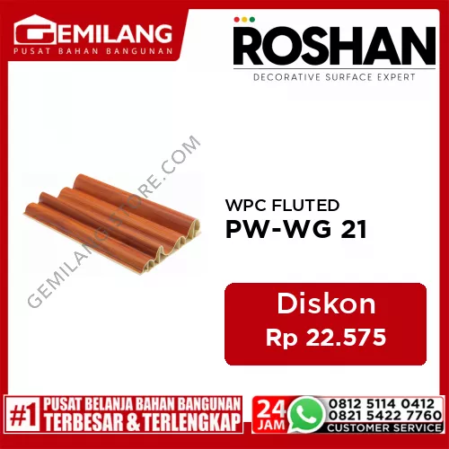ROSHAN WPC FLUTED PLATINUM WAVE SERIES FOR INDOOR MAHONI PW-WG 21 (2900 x 233 x 53mm)