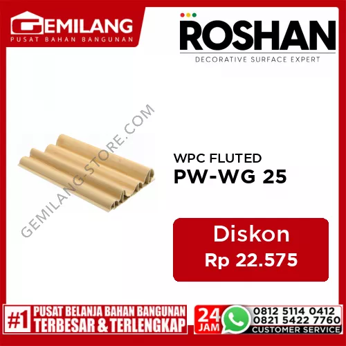 ROSHAN WPC FLUTED PLATINUM WAVE SERIES FOR INDOOR MAPLE PW-WG 25 (2900 x 233 x 53mm)