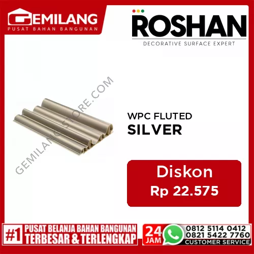 ROSHAN WPC FLUTED PLATINUM WAVE SERIES FOR INDOOR MILLENIUM SILVER PW-HE01 (2900 x 233 x 53mm)