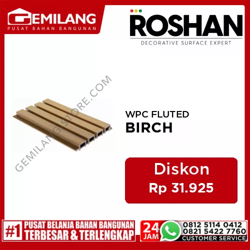 ROSHAN WPC FLUTED PREMIUM FOR OUTDOOR BIRCH (2900 x 219 x 26mm)