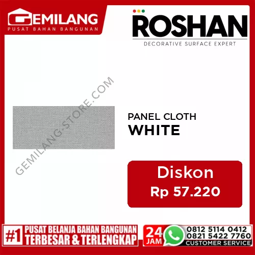 ROSHAN WPC PANEL CLOTH SERIES CLARK WHITE (1220 x 2900 x 8mm)
