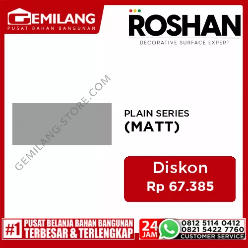 ROSHAN WPC PANEL PLAIN SERIES (MATT) SKY GREY SMOOTH (1220 x 2900 x 8mm)