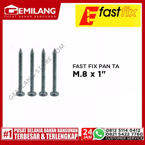 FAST FIX PAN TAPPING SCREW SS304 M.8 x 1inch 8pc