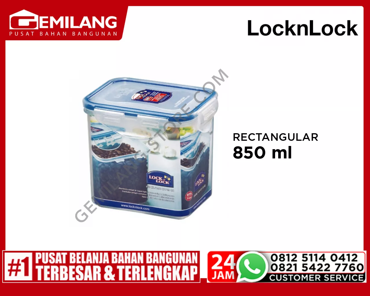 LOCK&LOCK HPL 808 RECTANGULAR CONTR 850ml