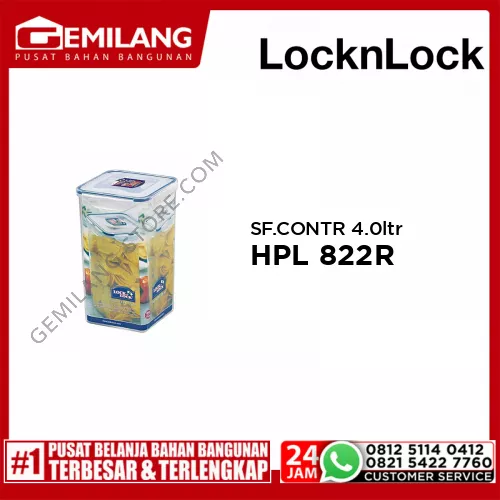 LOCK&LOCK HPL 822R SQUARE SF.CONTR 4.0ltr