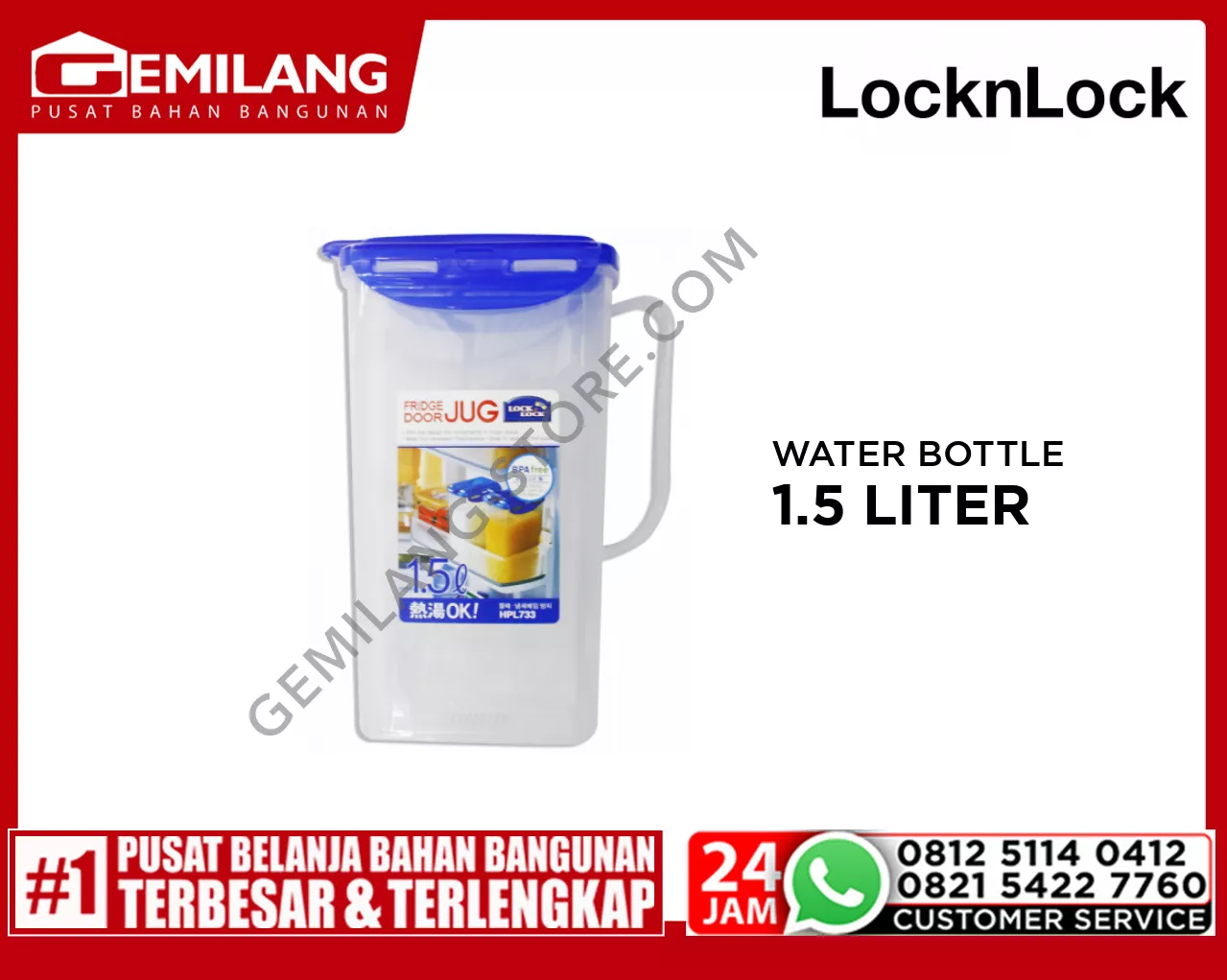 LOCK&LOCK HPL 733 WATER BOTTLE HAND 1.5ltr