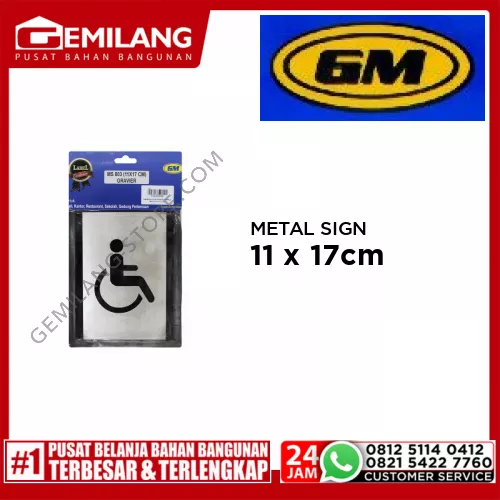 GM METAL SIGN GRAVIER DISABLE MS-803 11 x 17cm