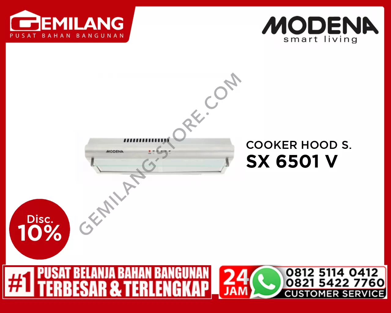 MODENA COOKER HOOD SLIM SX 6501 V