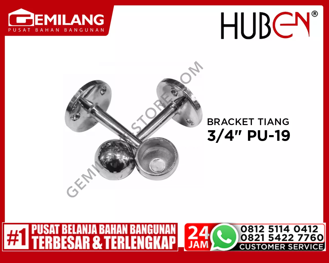 HUBEN BRACKET TIANG UJUNG 3/4inch PU-19
