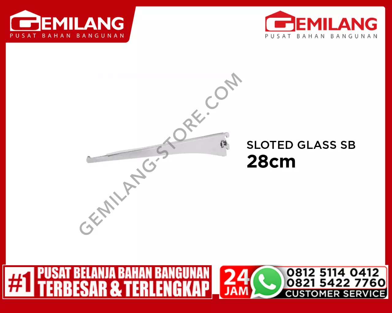 YANE SLOTED GLASS SHELF BRACKET DB303D CH STEEL 250 (2pc)