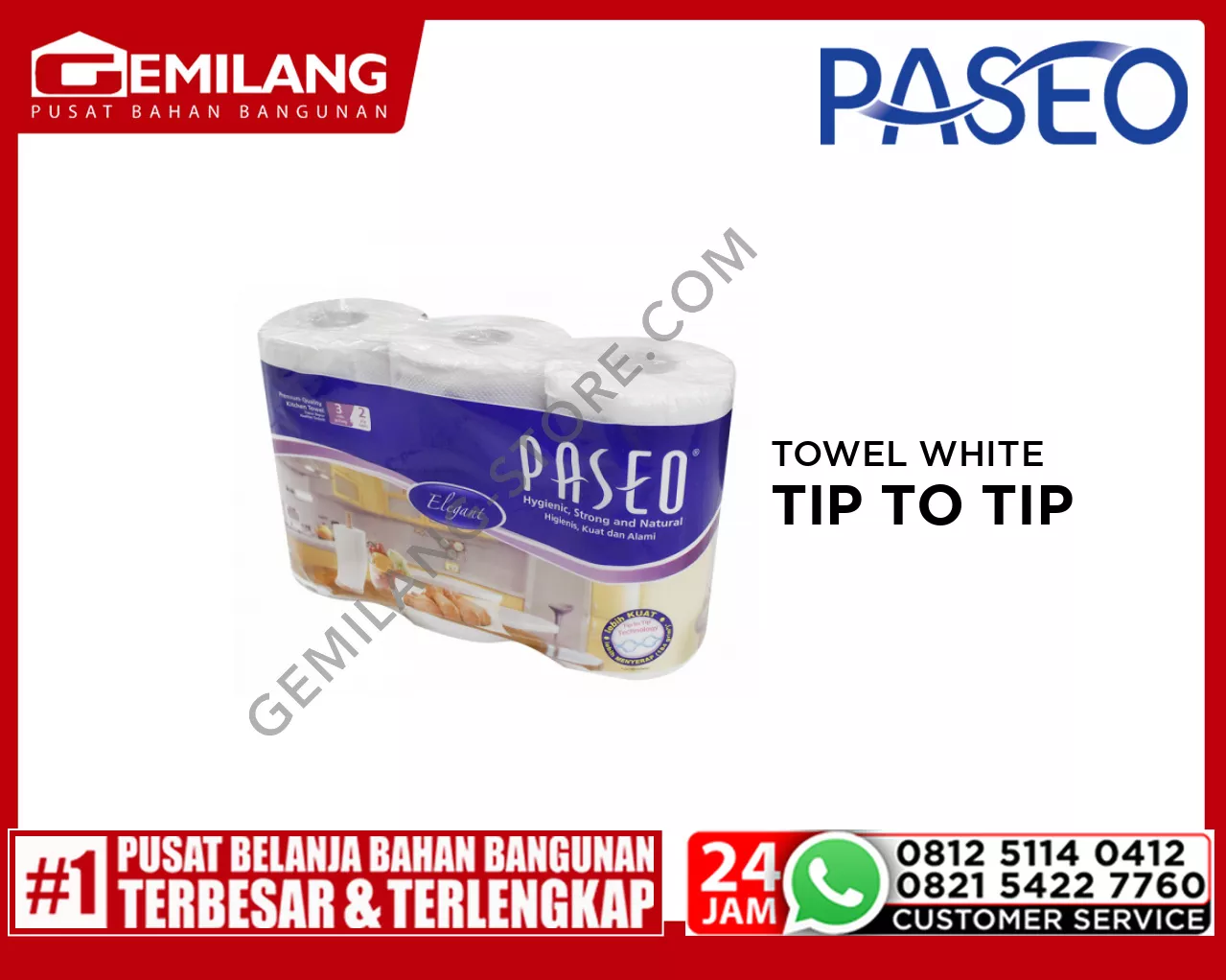 PASEO TOWEL WHITE TIP TO TIP