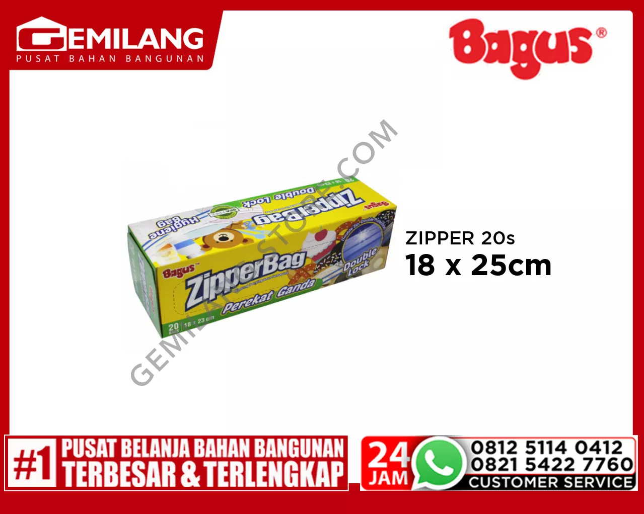 BAGUS ZIPPER 20s 18 x 25cm W21454