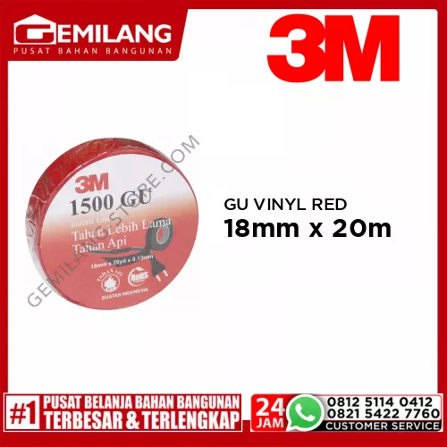 3M GU VINYL RED 18mm x 20m x 0.13mm 1500