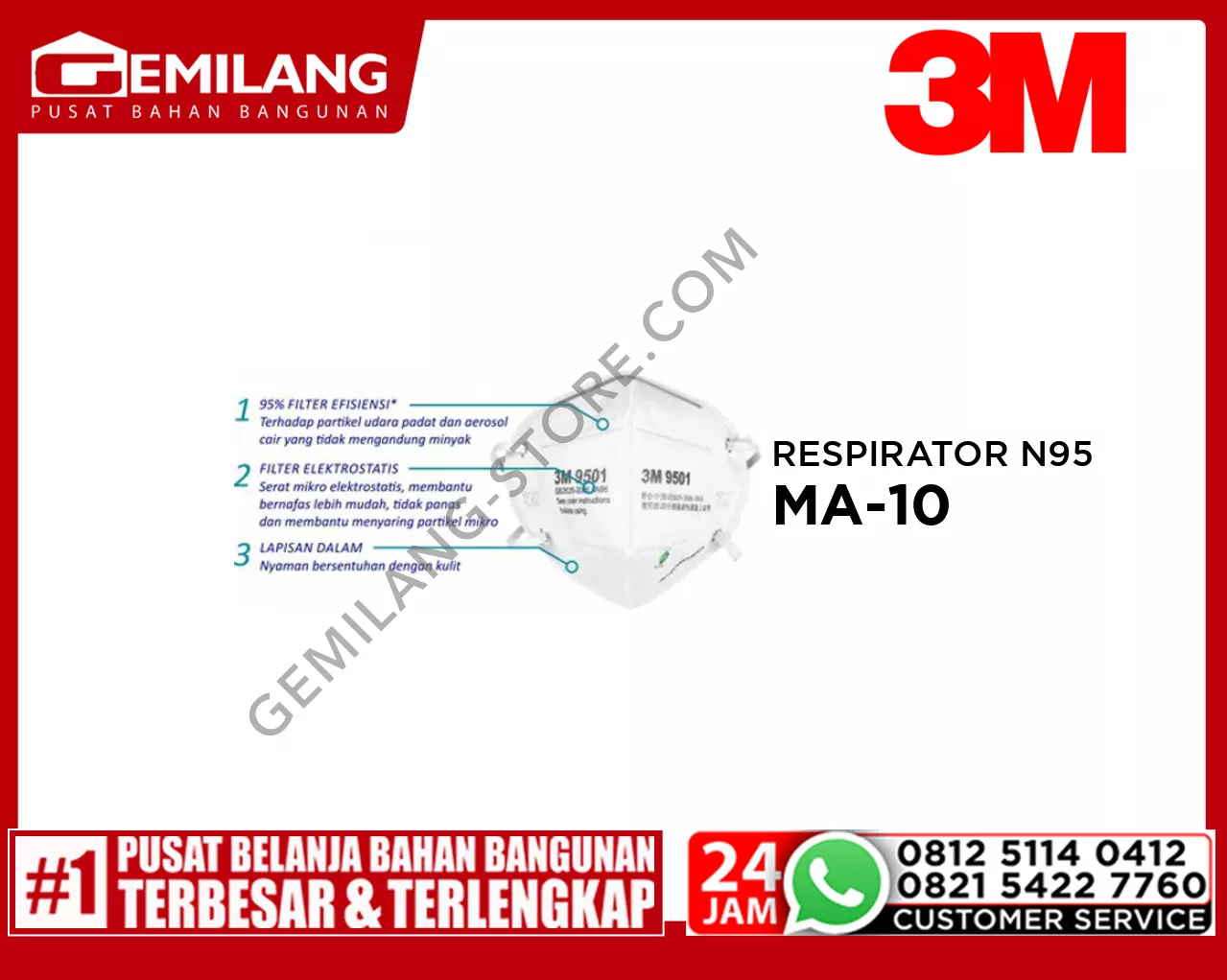 3M NEXCARE RESPIRATOR N95 MA-10