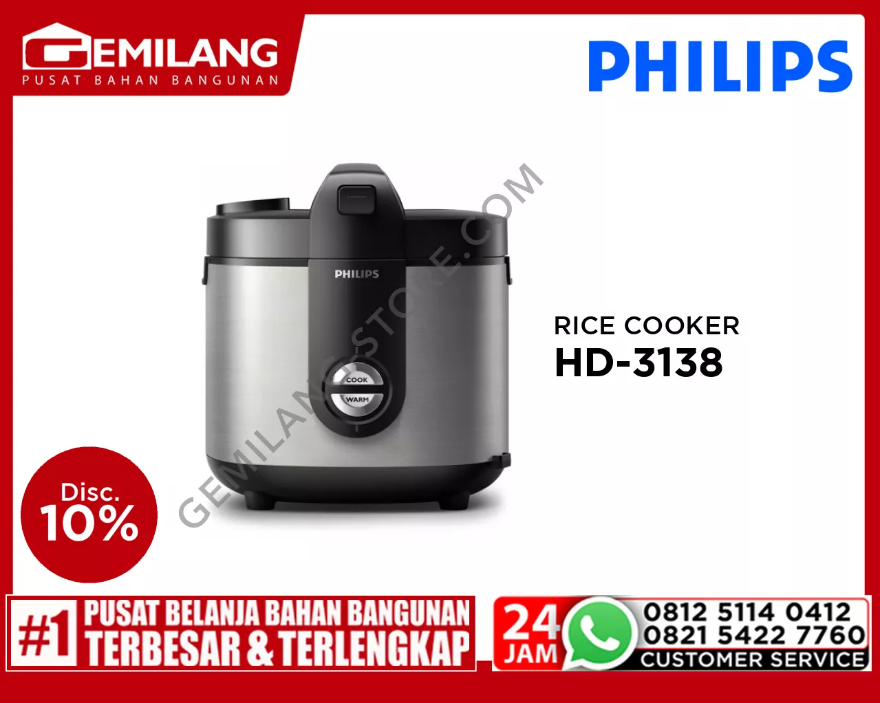 PHILIPS RICE COOKER HD-3138