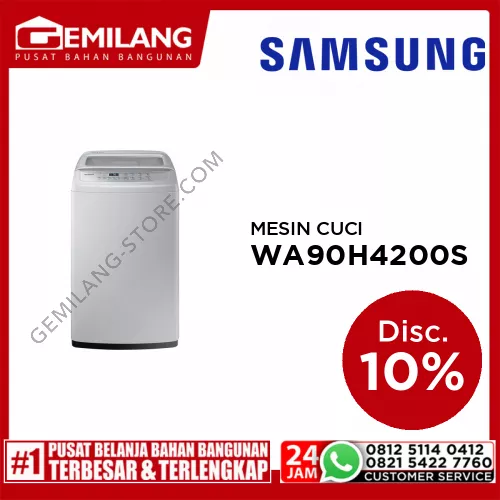 SAMSUNG MESIN CUCI 1 TABUNG WA-90H4200SG KAPASITAS 9kg WASH 300w SPIN 500w (540 x 850 x 560)