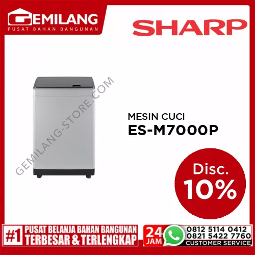 SHARP MESIN CUCI 1 TABUNG ES-M7000P GG KAPASITAS 7kg 340w (530 x 585 x 938)