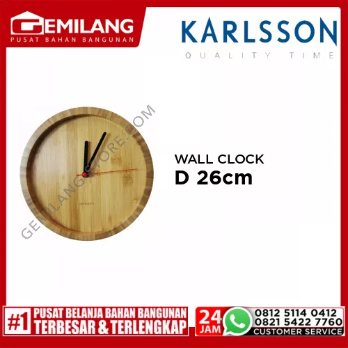 KARLSSON WALL CLOCK TOM BAMBOO D 26cm KA5745