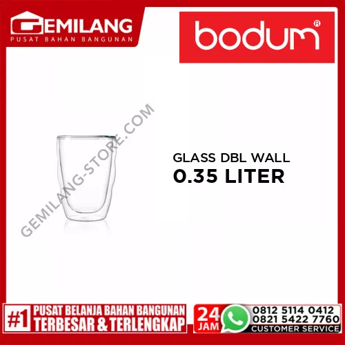 BODUM PILATUS GLASS DOUBLE WALL MEDIUM TRANSPARENT 0.35ltr 12oz BDM10485-10