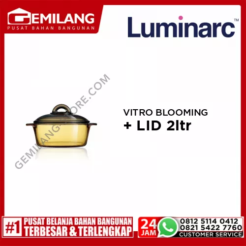 LUMINARC VITRO BLOOMING AMBER CASSEROLE + LID 2ltr