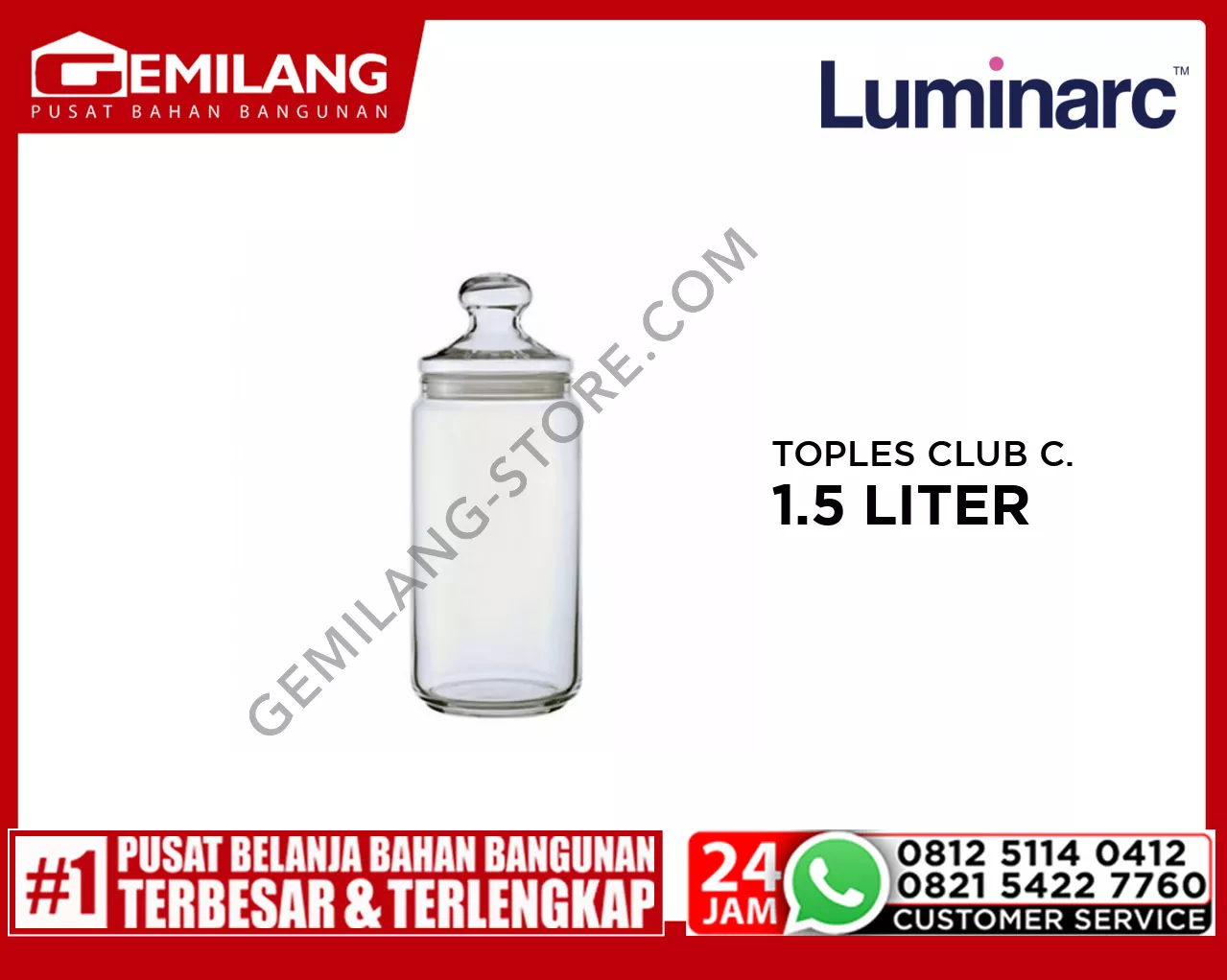 LUMINARC TOPLES CLUB CLEAR 1.5ltr