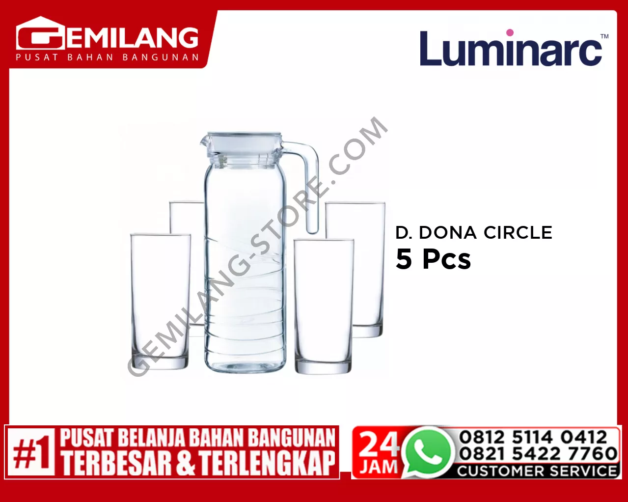 LUMINARC DRINKSET DONA CIRCLE 5pc