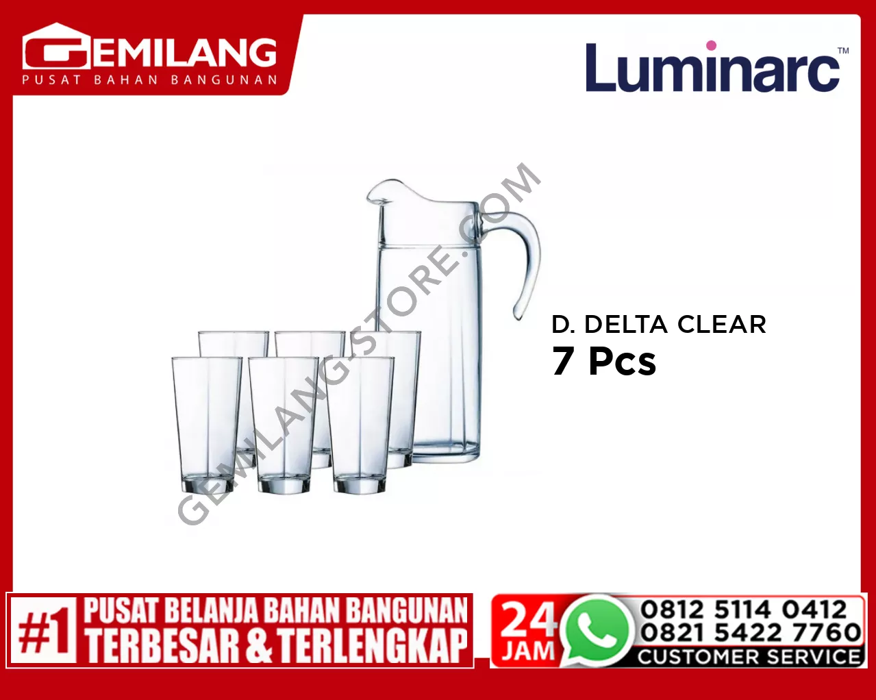 LUMINARC DRINKSET DELTA CLEAR 7pc