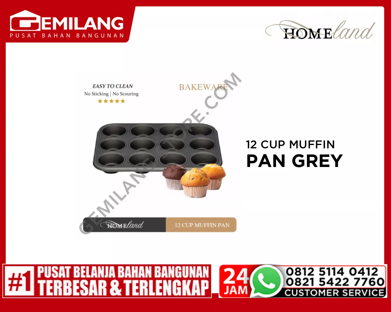 HOMELAND 12 CUP MUFFIN PAN GREY