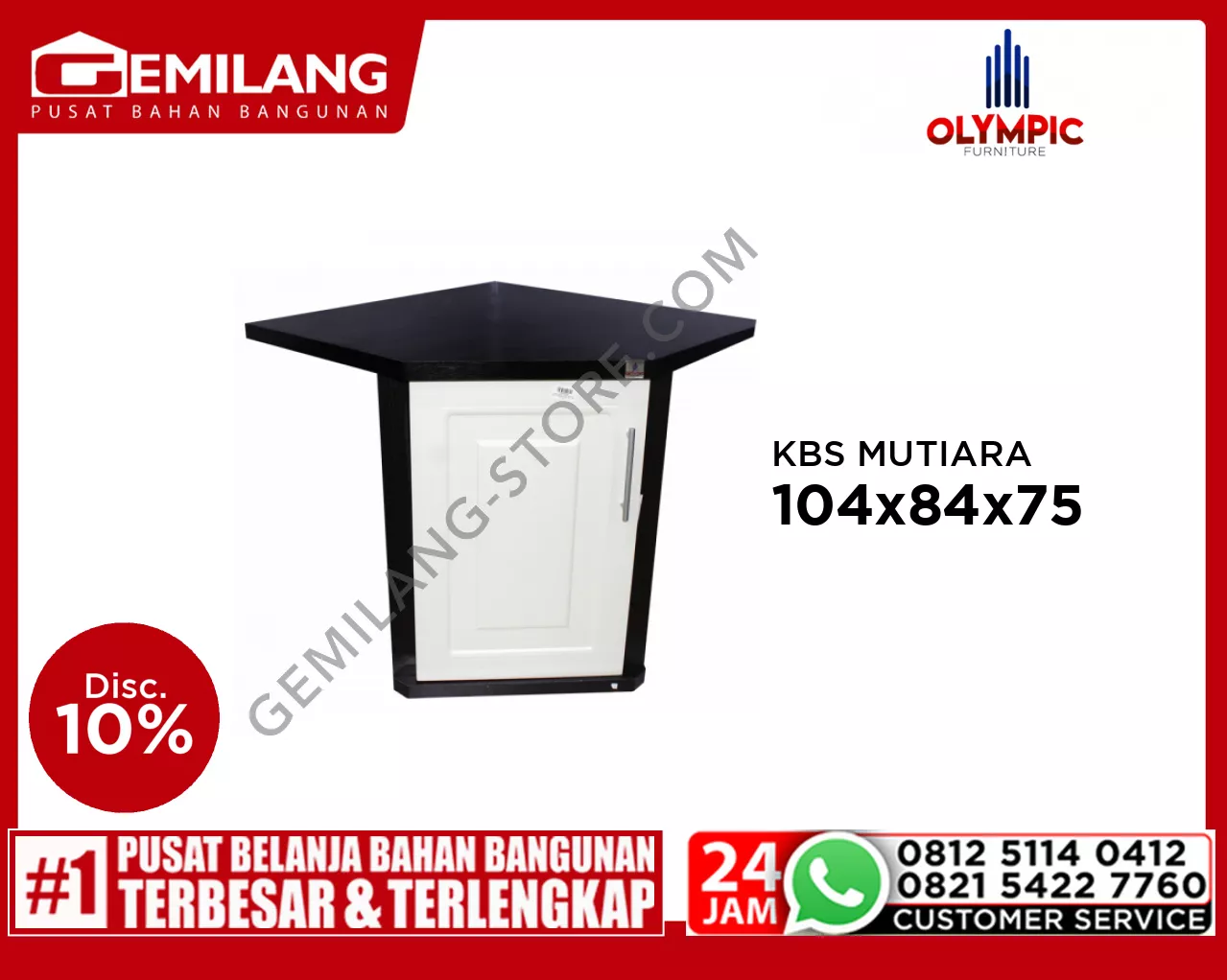OLYMPIC KBS MUTIARA SUDUT PVC PEARL & SON.OAK DARK 1044 x 843 x 750