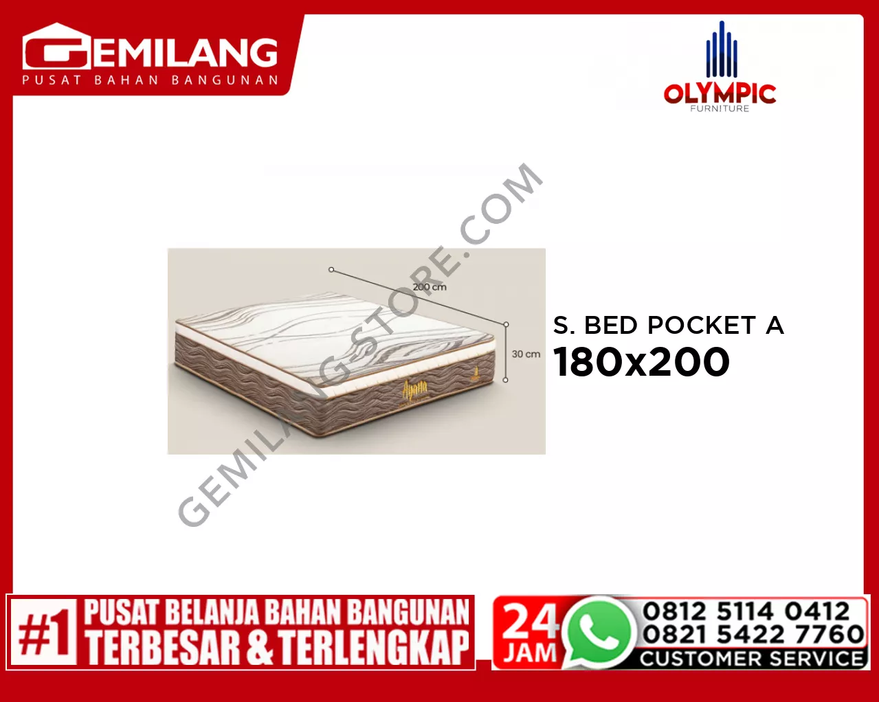 OLYMPIC SPRING BED POCKET AYANA 180 x 200