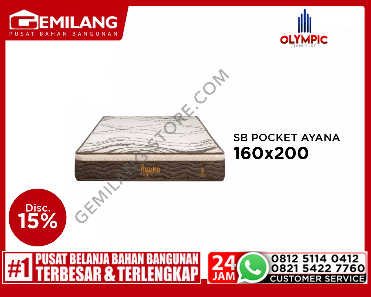 OLYMPIC SPRING BED POCKET AYANA 160 x 200