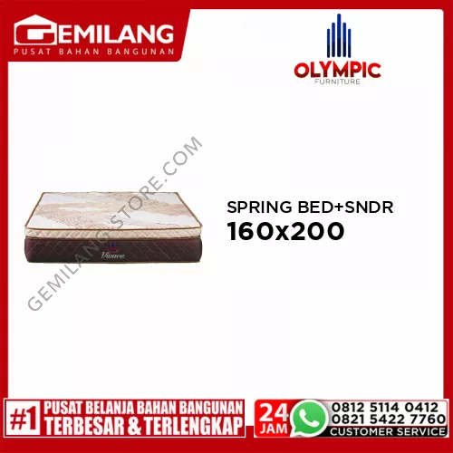 OLYMPIC SPRING BED VIVACE PILLOW TOP + SANDARAN DENICA 160 x 200