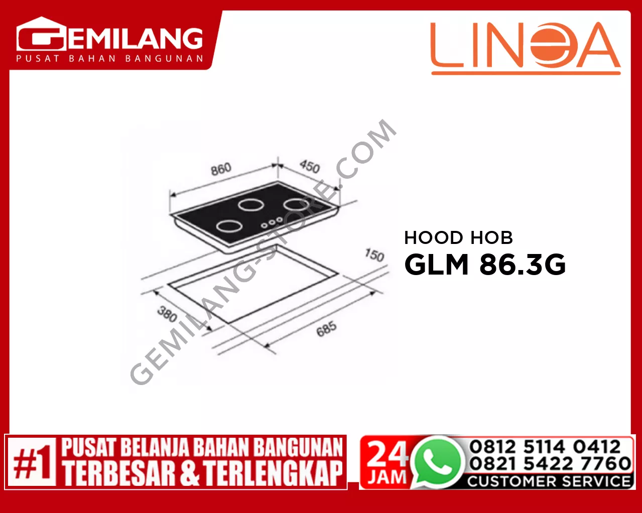 LINEA HOOD HOB GLM 86.3G.AI.AL