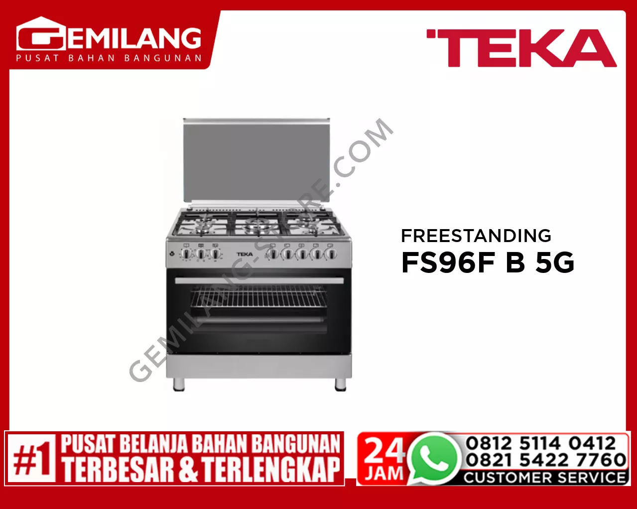 TEKA HOB FREESTANDING FS96F B 5G MAXI S/S