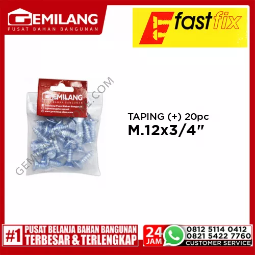 FAST FIX TAPING + M.12 x 3/4inch 20pc/PAK